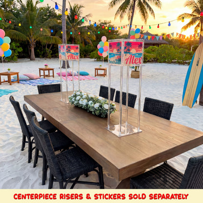 clear acrylic cube centerpiece at bat mitzvah reception table
