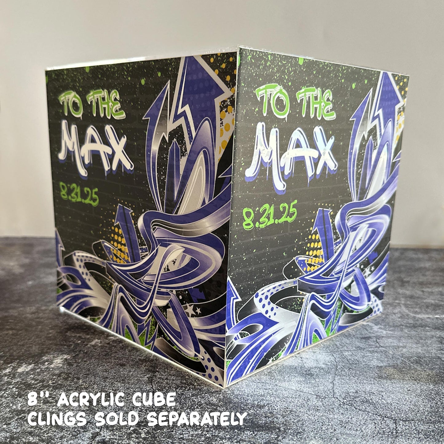 8" acrylic bar mitzvah centerpiece cube with clings