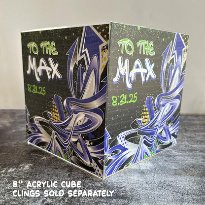 8" acrylic bar mitzvah centerpiece cube with clings