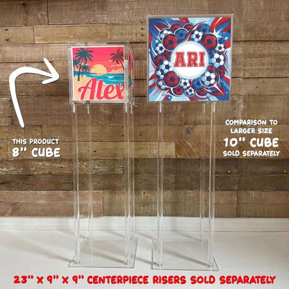 8 inch vs 10 inch acrylic centerpiece cube size comparison