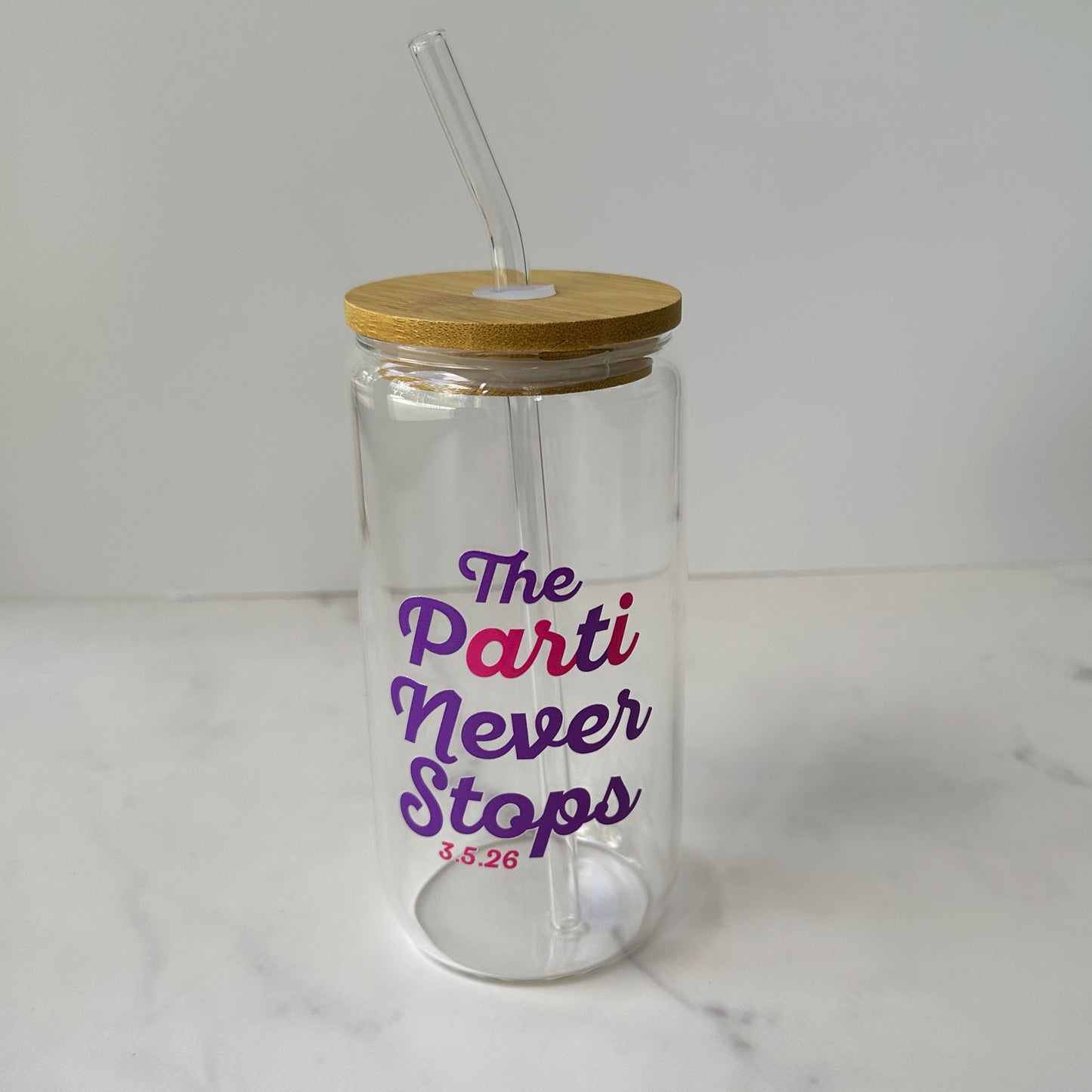 custom mitzvah decal sticker on drinking glass favor