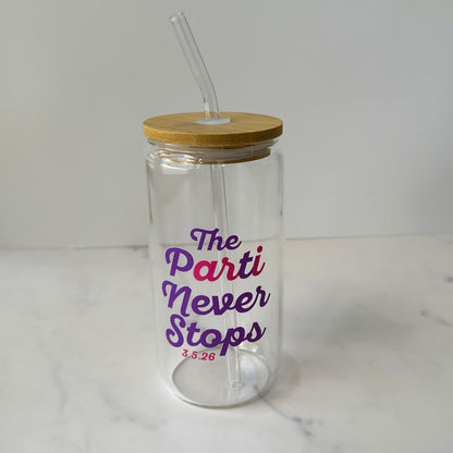 custom mitzvah decal sticker on drinking glass favor